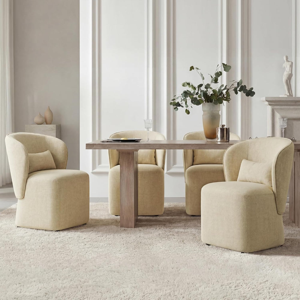 KISLOT Upholstered Dining Chairs with Wheels, Easy Assembly Stain Resistant F...