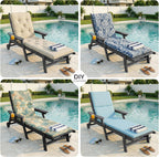WACASA HDPE Pool Lounge Chairs with Wheels & Cup Holder, 6-Position Adjustable Outdoor Lounge Chair, Easy 20-Min Assembly, 450LBS Bearing, Patio Lounger Recliner for Poolside, Deck, Backyard (Grey)