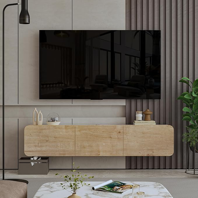 Atelier Mobili Floating TV Stand Wall Mounted, Floating Entertainment Center, Modern Media Console and TV Stand for Living Room, Entertainment Stand up to 80 Inch TV