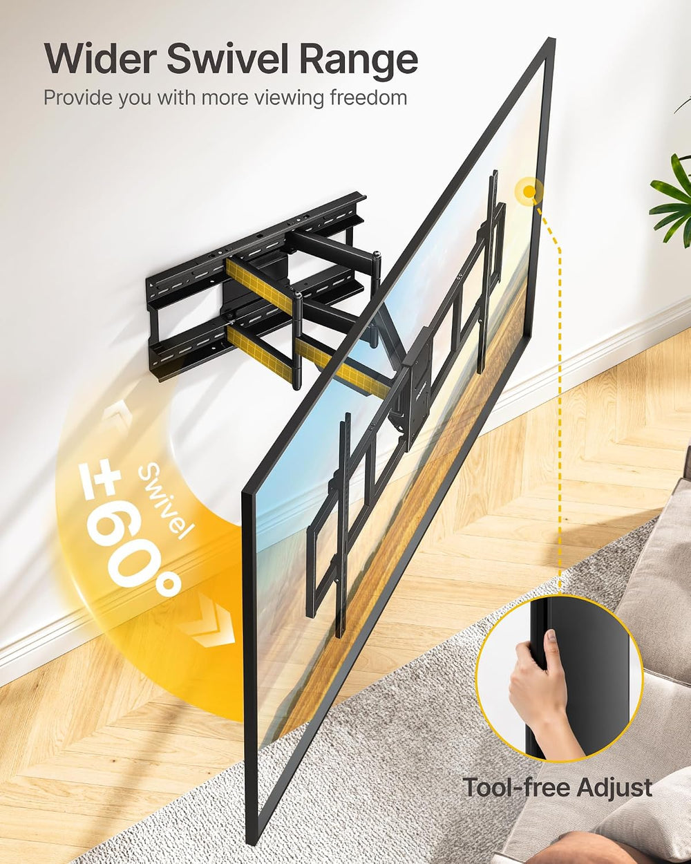 monTEK Heavy Duty TV Wall Mount for 60–140 inch XXL TVs up to 275 lbs | +5°/-...