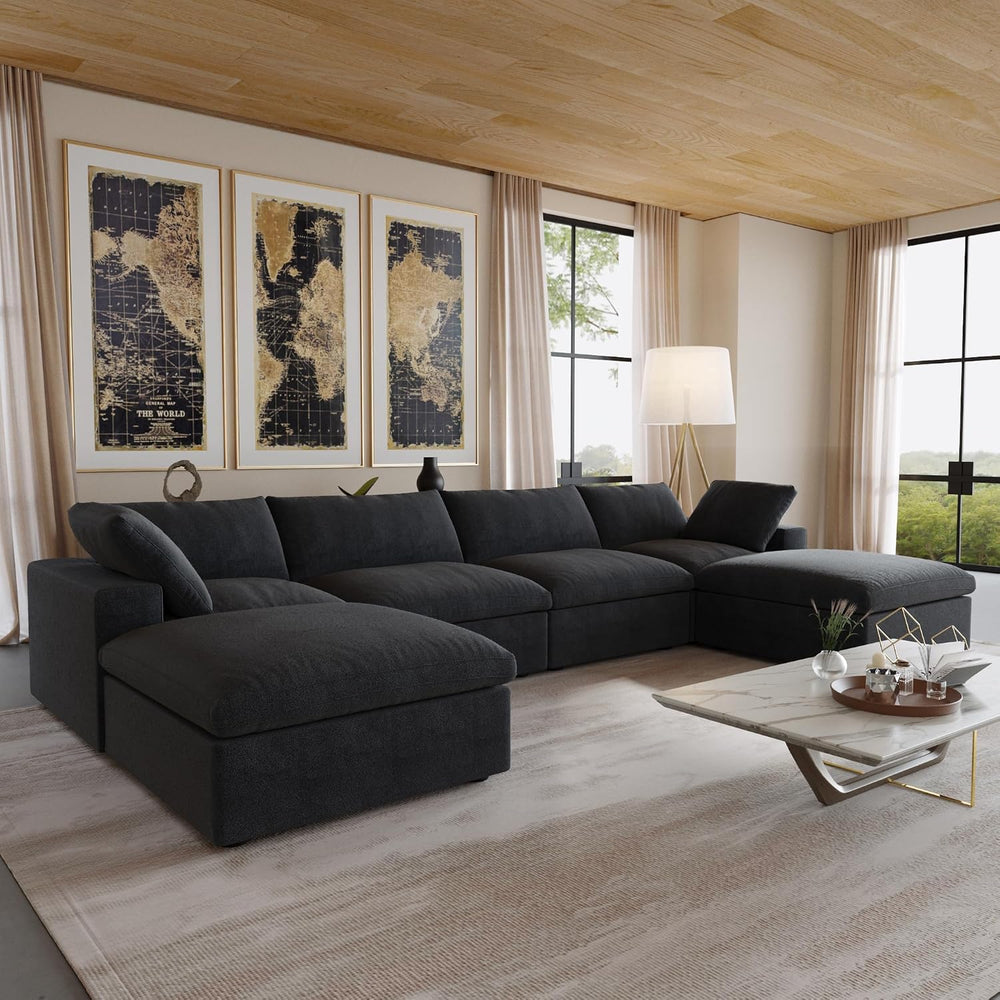 JACH 160.6" U-Shaped Sectional Couch, Modern Modular Convertible Sofa wi...