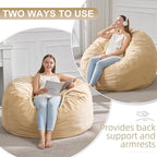 Hobestluk 4FT Bean Bag Chair Giant Bean Bag Chairs for Adults Large Bean Chairs with Removable Cover, Beanbag Chair with Filler, Adult Bean Bag Chairs for Living Room, Bedroom