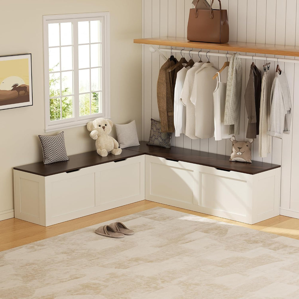 L Shaped Bench with Storage, 63" Breakfast Nook Benches, Kitchen Corner ...