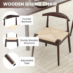 Farini Mid Century Modern Dining Chairs Set of 4, Solid Wood Frame Kitchen Chairs with Woven Upholstered Seat for Dining Room & Breakfast Nook,Latte-Beige