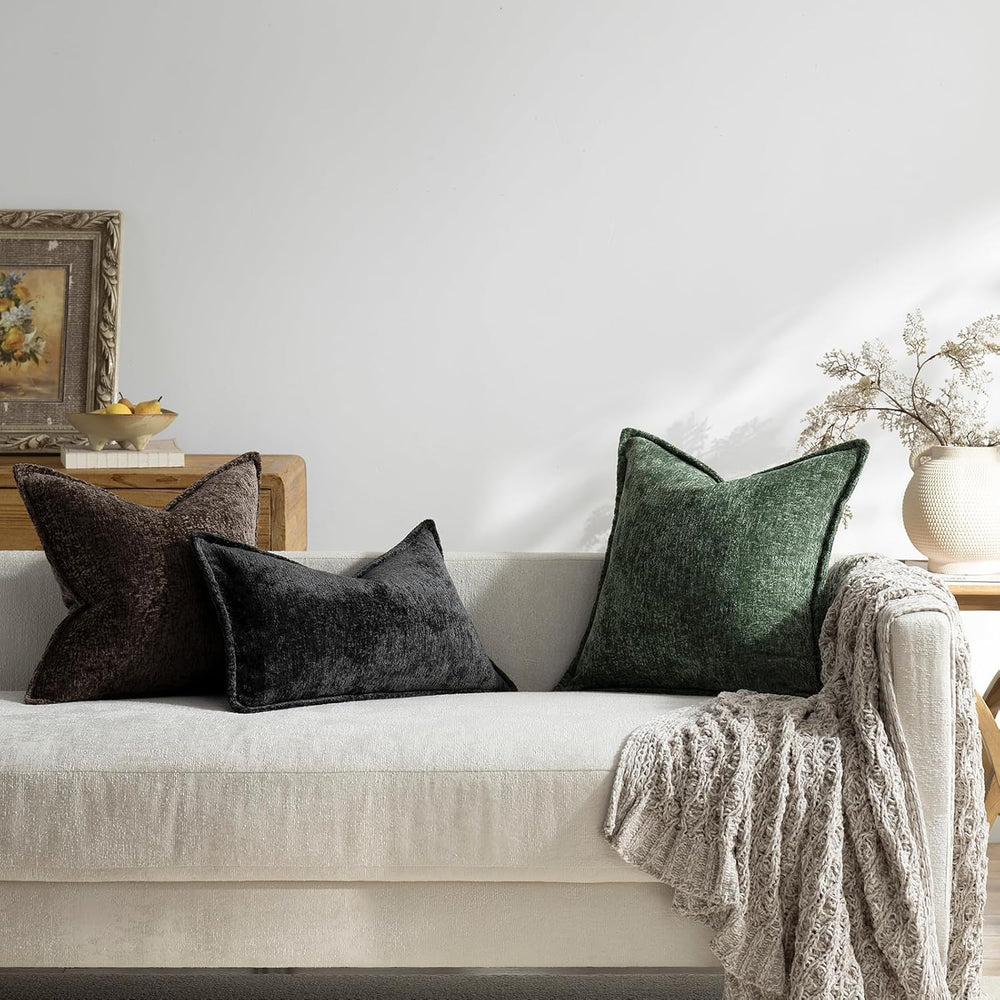DEZENE Pack of 2 Chocolate Brown Decorative Throw Pillow Covers 20x20 Cozy So...