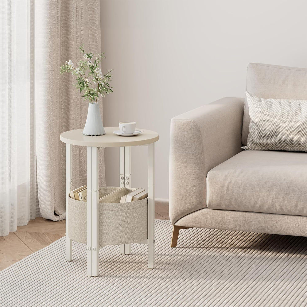 Vagusicc Small Round Side Table End Table, Tall Accent Table with Storage Bas...