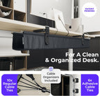 Ascrono Original No Drill Under Desk Cable Management Tray 27.3" - Premium Black Fabric Cable Management Under Desk - Clamp/Screw Mount Cord Organizer - Supports Upto 66lbs