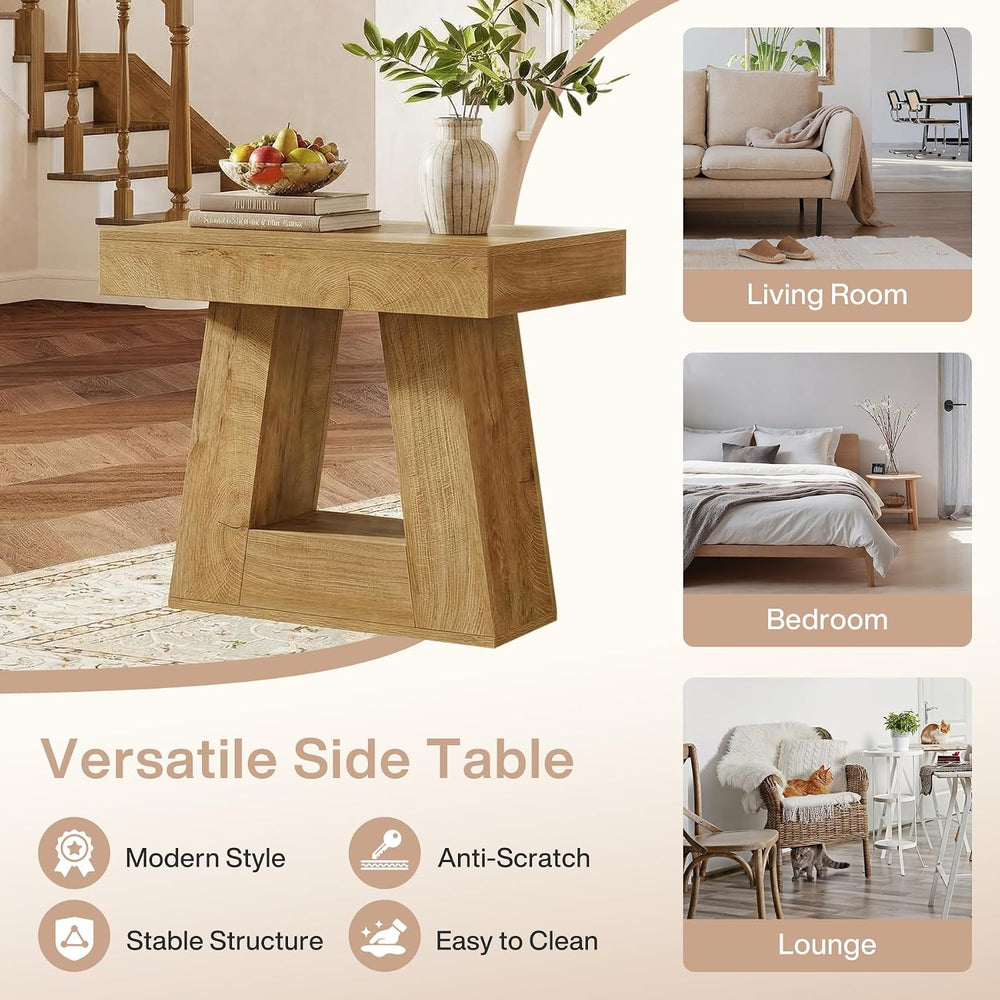 Tribesigns 24" Side Table, Narrow End Table with 2-Tier Storage Shelf, F...