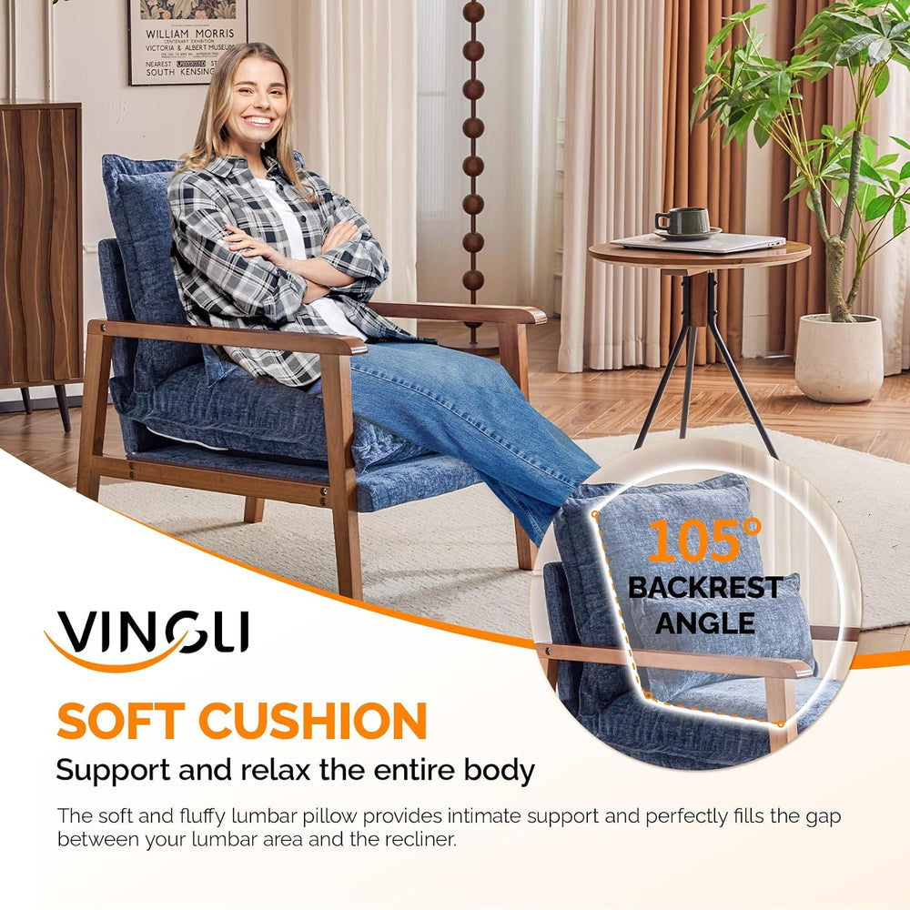 VINGLI Mid-Century Modern Cloud Accent Armchairs set of 2 with Lumbar Pillow,...