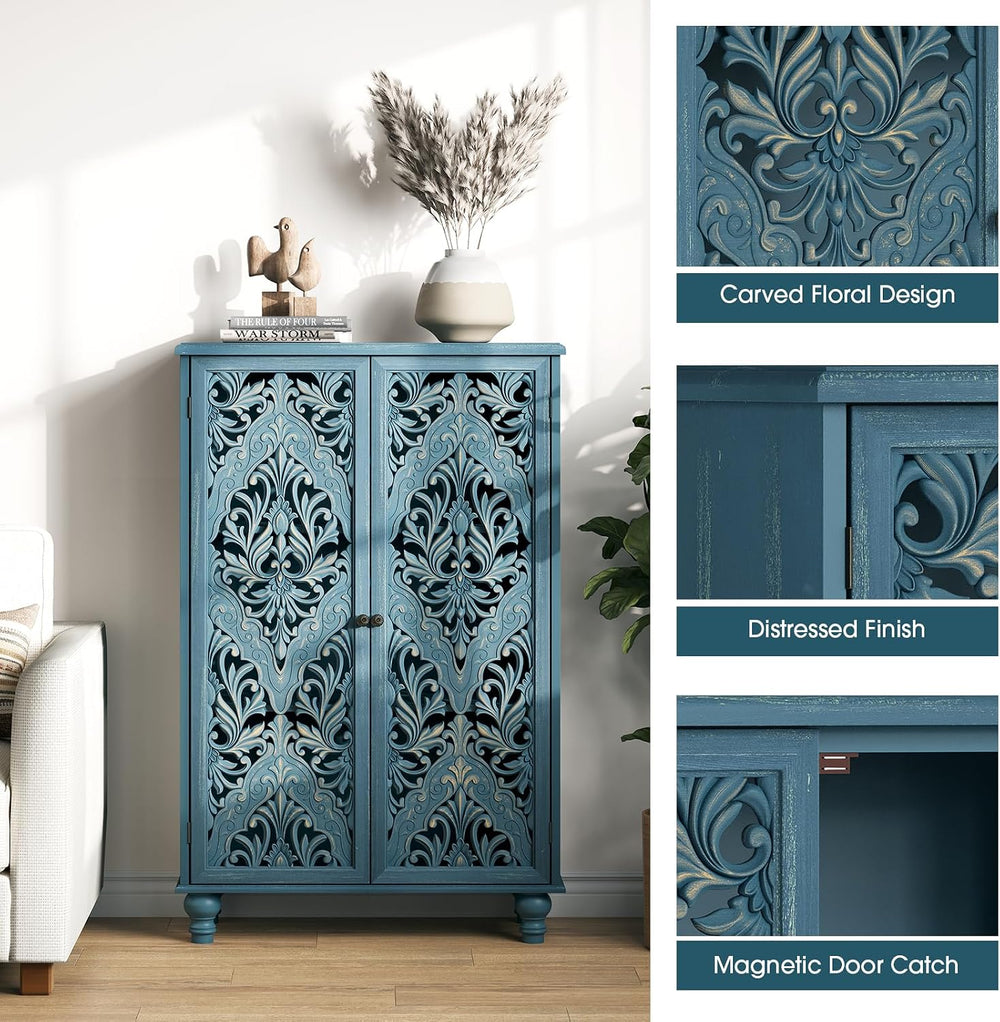 JOINICE 47" Tall Accent Cabinet with Doors & Storage for Living Room...