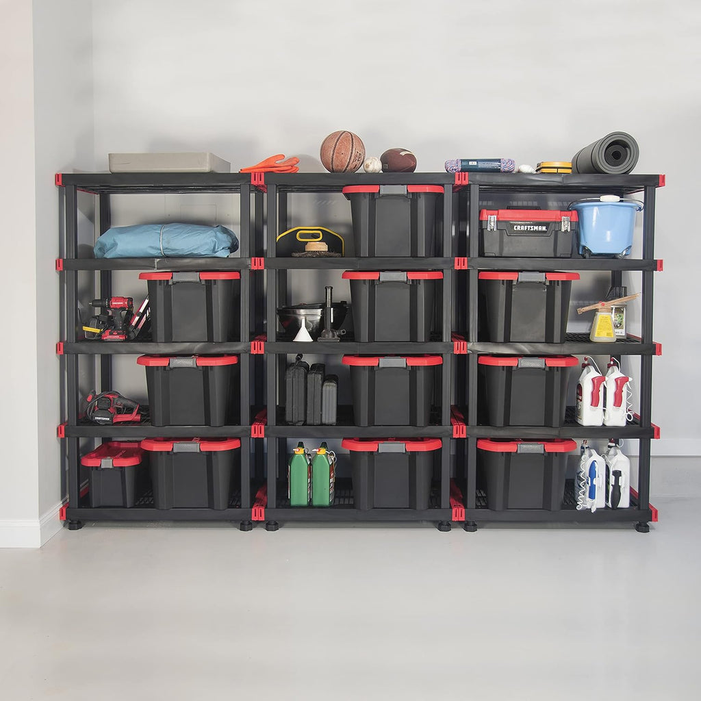 CX Craftsman, 5-Tier Highly Durable Storage Rack, 200lbs/shelf, (72.3H x 40W x 24D), Interlocking Shelving Unit and Weather-Resistant Design, American Made Garage Shelf