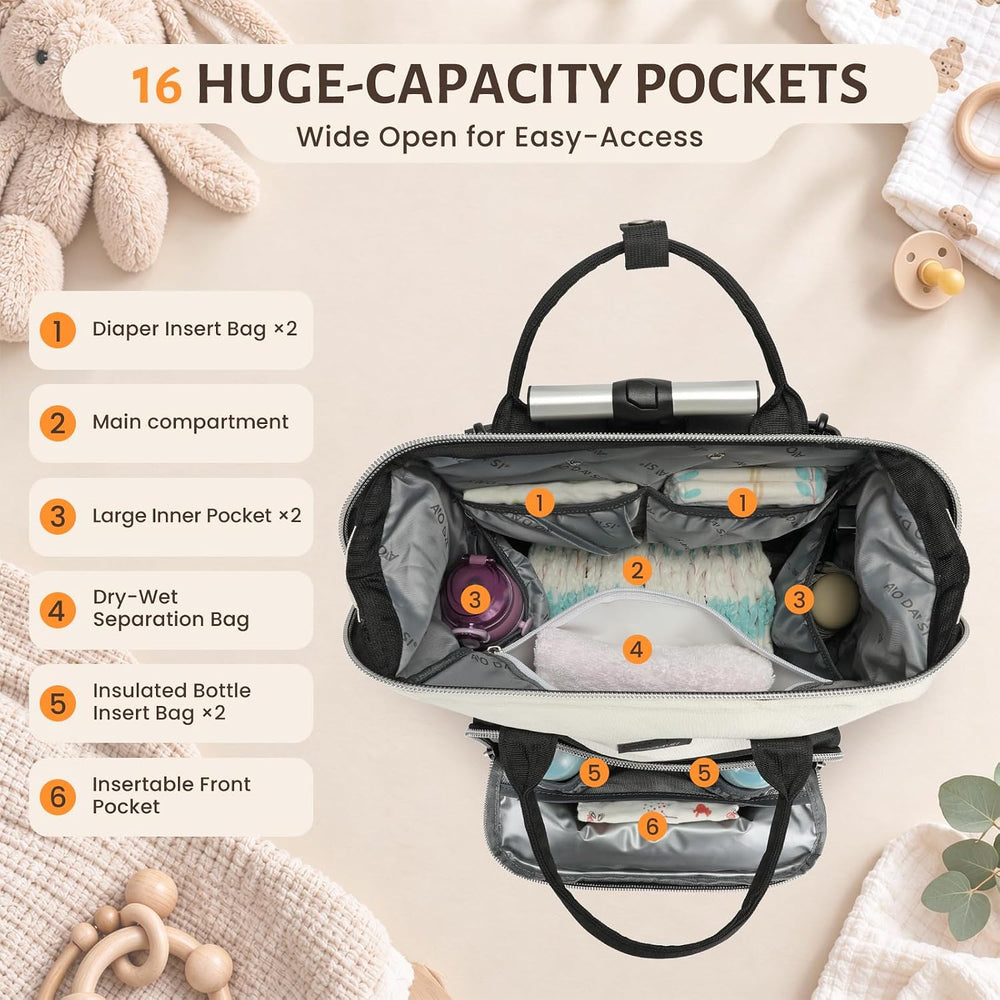 Rolling Diaper Bag Backpack,Diaper Backpack For Mom Dads With Changing Pad