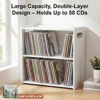 Stackable Double Layer CD Storage Rack, CD Holder for CD Cases, Holds 58 CD Cases, Space-Saving CD Case Organizer for Home & Theater Room, Ideal Gift for Music Lovers & CD Collectors