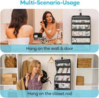 MISSLO Hanging Jewelry Organizer Travel Foldable Jewelry Roll Storage Case with 14 Cotton Zippered Pockets for Traveling, Closet, Suitcase