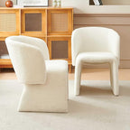 NORDICANA Barrel Dining Room Chairs with Arms, Faux Fur Accent Chairs Set of 2, for Kitchen, Living Room, Upholstered Armchairs, Off-White