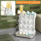 SuoXing Vertical Baby Bottle Drying Rack,Space Saving Countertop Baby Drying Rack for Bottles,Large Baby Bottle Station Stand,Bottle Rack Dryer for Brushes,Pacifiers,Baby Accessories Organizer,Grey