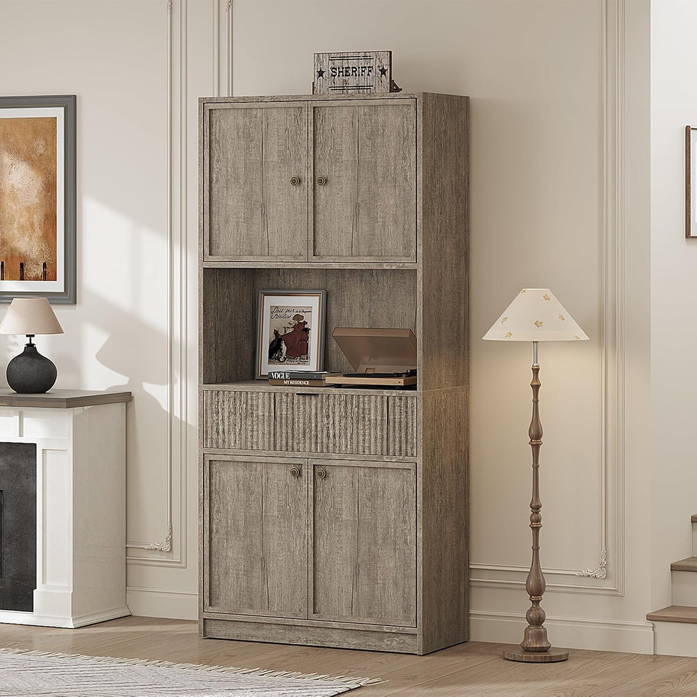 IDEALHOUSE Tall Storage Cabinet, 70" Kitchen Pantry Cabinet with Doors, ...