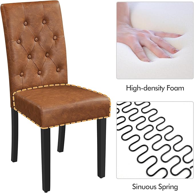 Yaheetech Upholstered Dining Chairs Set of 2 Modern Leather Parsons Kitchen C...