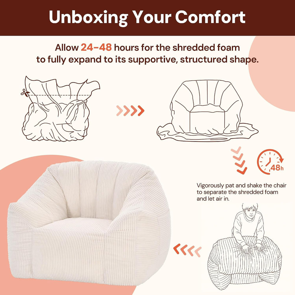 Korser Bean Bag Chair, Giant Bean Bag Chairs for Adults Teens, Comfy Floor Ch...