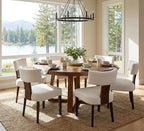 Upholstered Dining Chairs Set of 2, Modern Wooden Kitchen Chairs Fabric Side Dining Room Chair Farmhouse Dinner Chair for Kitchen Dining Room, Cream