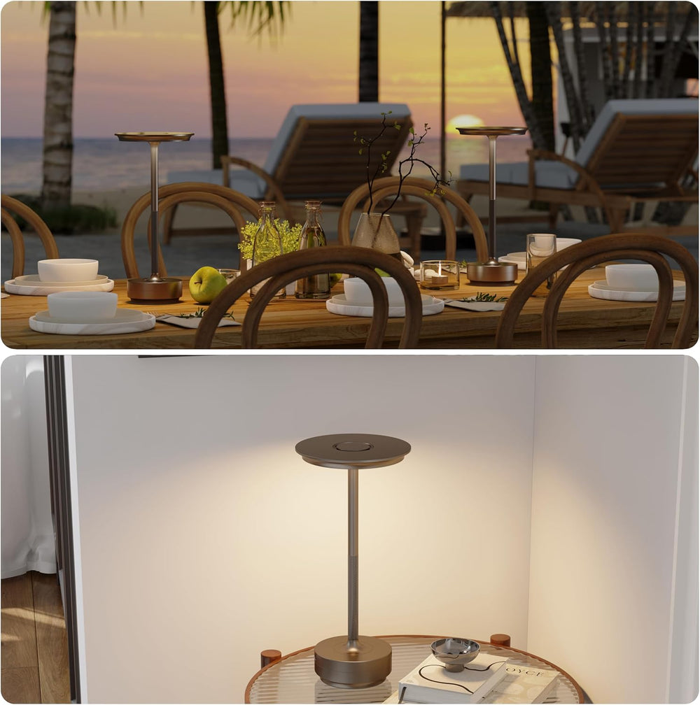 TBBGA 2 Pack Rechargeable Table Lamps Cordless, 5000mAh Outdoor Table Light