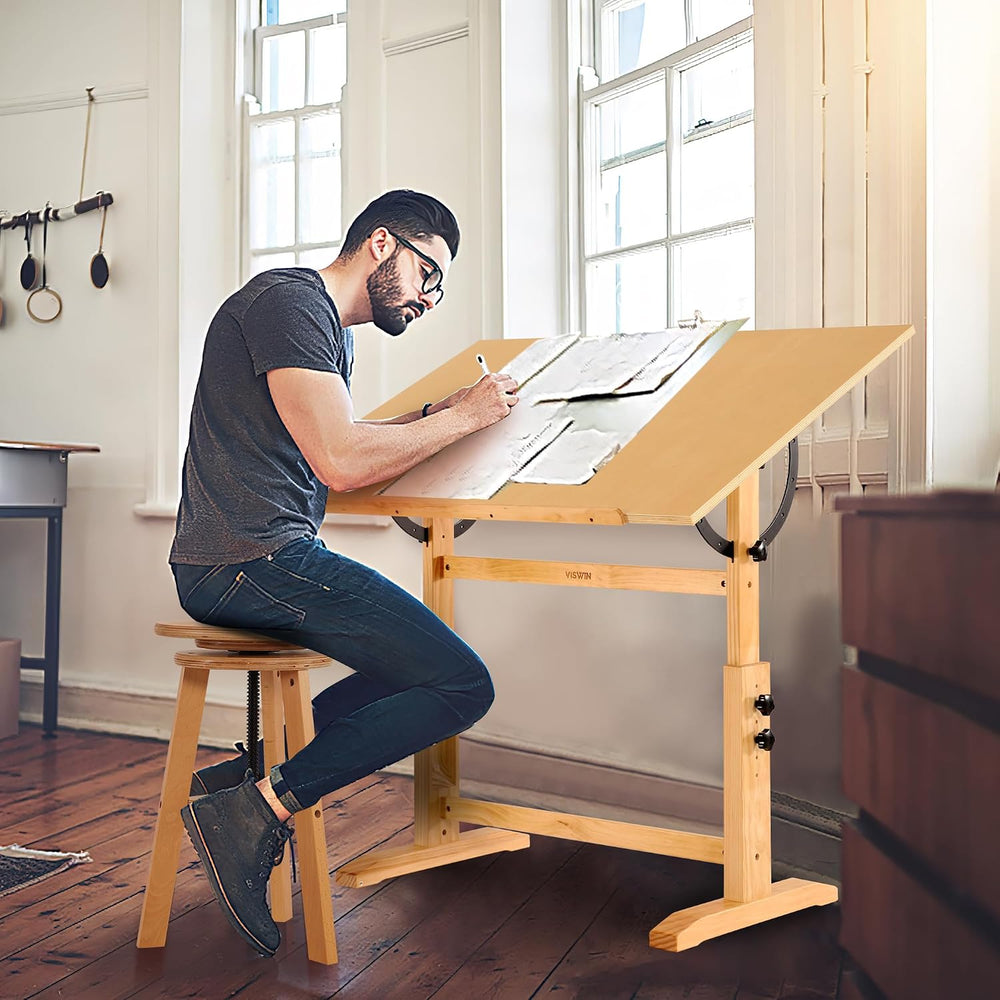 VISWIN Wood Drafting Table for Adults, 30" X 42" Extra-Large Drawin...