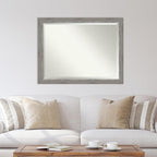 Amanti Art Grey Wall Mirror 35x45 Regis Barnwood Grey Rectangle Bathroom Mirror for Wall Decor Living Room, X-Large Rustic Farmhouse Wood Frame, Hangs Horizonally and Vertically, Bathroom Decor