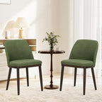 COLAMY Upholstered Dining Chairs Set of 2, Modern Kitchen Chairs with Back, Leather Side Dining Room Chairs with Wood Legs for Kitchen Dining Room Restaurant,Green