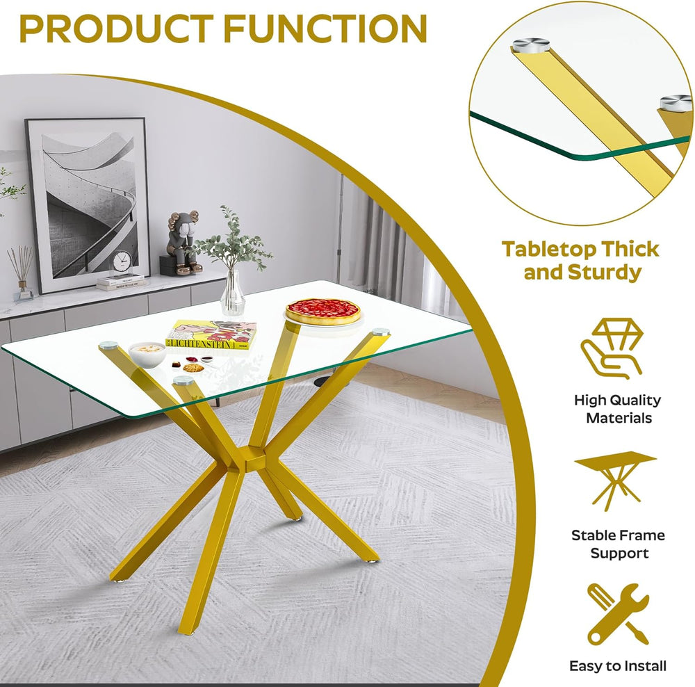 5-Piece 47" Dining Table with 4 PU Leather Chairs, Modern Dining Table S...