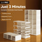 ANTBOX Portable Wardrobe Closet Storage Organizer for Clothes,Transparent Door Panels,Suitable for Living Room, Bedroom,Plastic Wardrobe with Magnetic Door and Easy Assembly (3 Hanging Rod)
