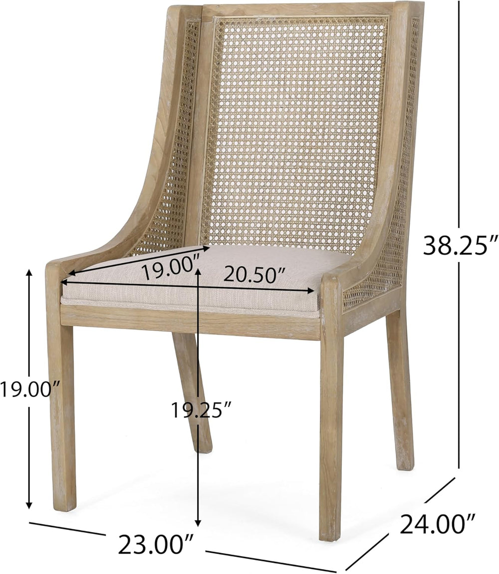 Maurers Upholstered Dining Chairs - Cane and Wood - Beige/Natural (Set of 2)