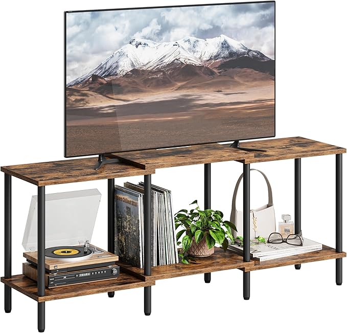 TV Stand, Entertainment Center, Industrial TV Media Console Table with Open Storage Shelves, 2 Tier TV Cabinet for Living Room, Bedroom