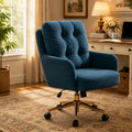 Modern Home Office Chair Velvet Desk Chair Accent Armchair Gold Legs Swivel Task Chair with Wheels Ergonomic Lumber and Back Support, Height Adjustable Flip-up for Living Room, Bedroom, Office,Study