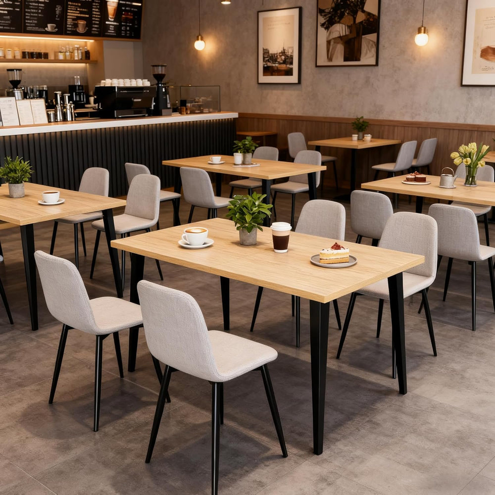 Dining Table, Wooden Tabletop & Rust-Resistant Iron Legs, Rectangular Kit...