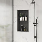 Stainless Steel Shower Niche 24" X 12", No Tile Needed Wall Niche Double Shelves, Recessed Shower Shelf for Bathroom Storage, Gun Metal