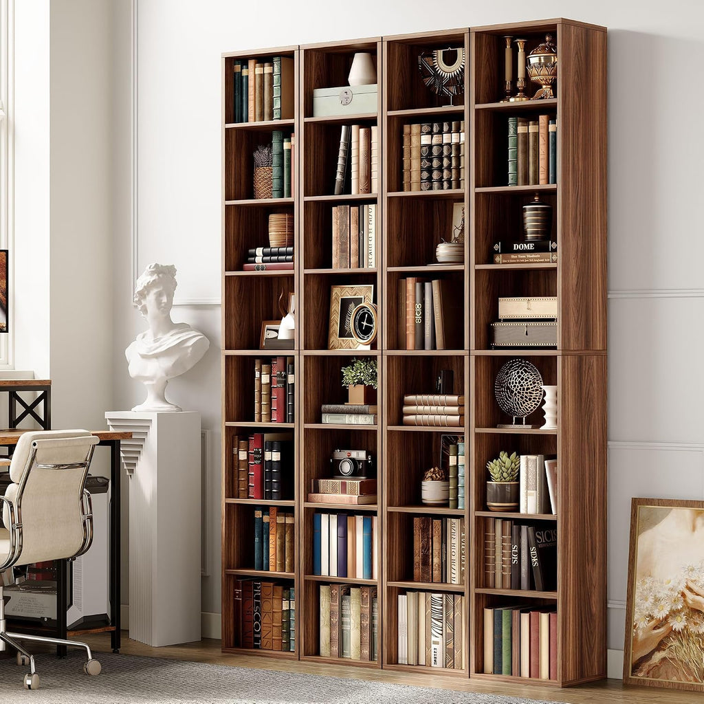 IRONCK Tall Narrow Bookshelf 8 Tiers 71in Set of 2, Compact Corner Bookcase | 4 Adjustable Shelves. Compact Corner-fit Design for Living Room, Office or Bedroom. Each Shelf Supports 28 lbs. Easy Setup.