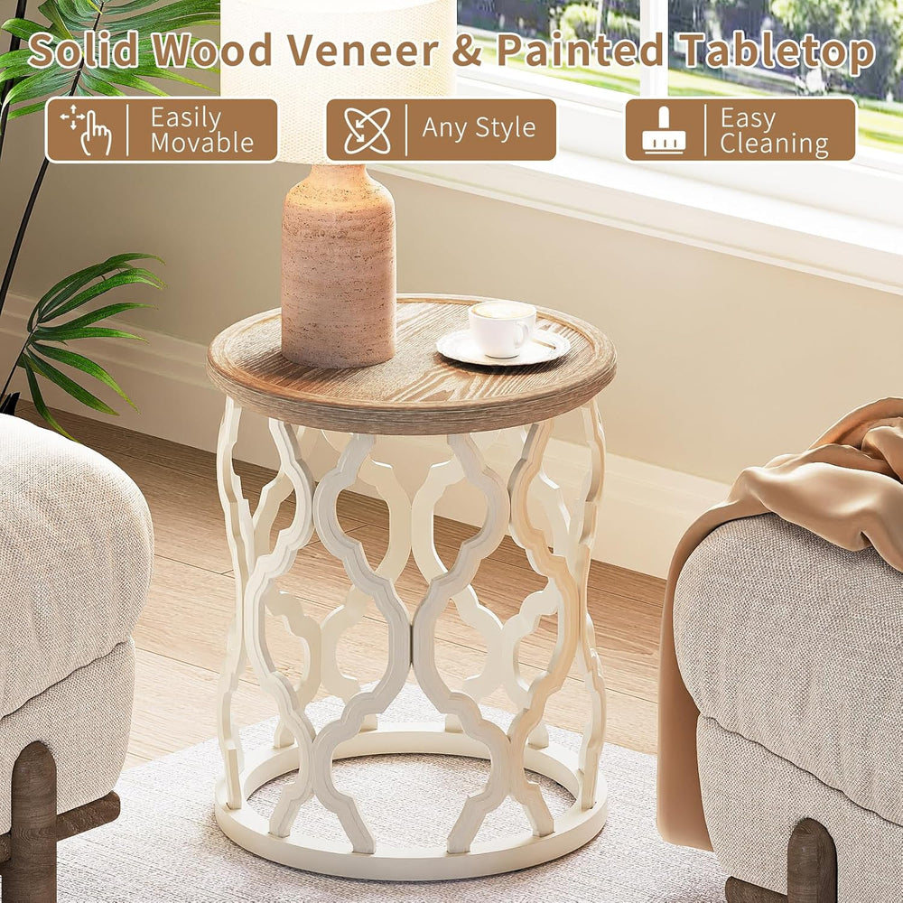 karlott Farmhouse End Table, 18.5'' French Country Round Side Table, ...