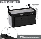 Bedside Caddy Bedside Organizer with Fixed Straps & Water Bottle Holder, Bunk Bed Caddy ideal for Home, Dorm, Hospital, Crib, Versatile Bedside Storage Solution (Black)
