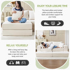 79" Boneless Cloud Loveseat Sofa Couch, Modular Foldable Floor Sofa with Ottoman, Chenille Lounge Convertible Sofa Bed for Living Room, No Assembly, Beige