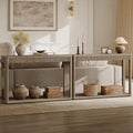 SICOTAS Entryway Table with Storage Shelf, Modern Console Table, Fluted Narrow Entry Table 94.64" Entry Way Table, Wooden Couch Table Behind Sofa for Living Room Hallway Entrance Foyer, Grey Alder