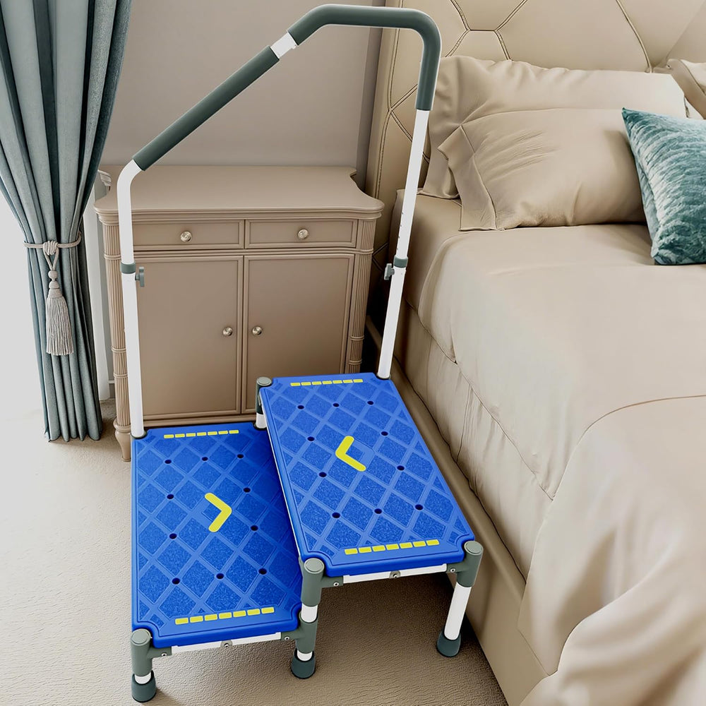 22 Inch Extra Long Step Stool with Handle for Elderly(2 Step Blue)