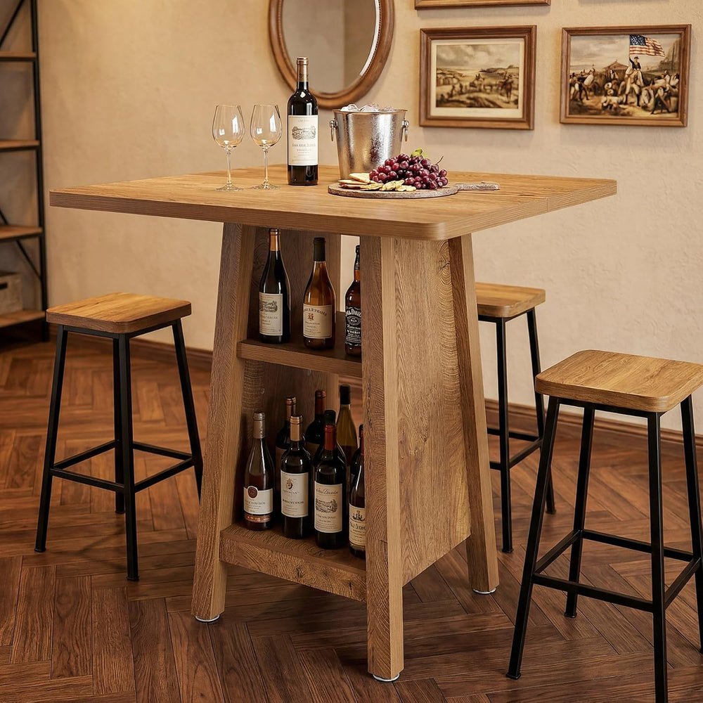 Tribesigns Kitchen Island with Storage, 3-Tier Square Counter Height Island T...