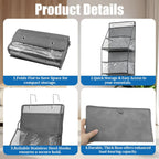 1Pack Over The Door Organizer, Hanging Door Storage Organizer with 6 Large Clear Pockets, Space Saving Behind Door Rack for Bedroom Closet Bathroom Pantry Nursery Office (Grey)
