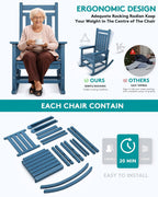 SERWALL HDPE Outdoor Rocking Chair, HDPE Rocking Chair for Adult, Blue