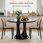 iPormis Round Dining Table, 47'' Kitchen Table for 4-6, Dining Room Dinner Table with Wooden Tabletop & Geometric Arcs Pedestal for Kitchen, Living Room, Home, Office, Black