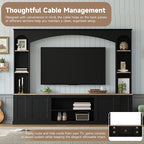 Ball & Cast 91" Arched Entertainment Center Wall Unit with Bookshelf, Farmhouse Large TV Stand with Wood Grain for TVs Up to 70", Media TV Console with Adjustable Shelves for Living Room,Black