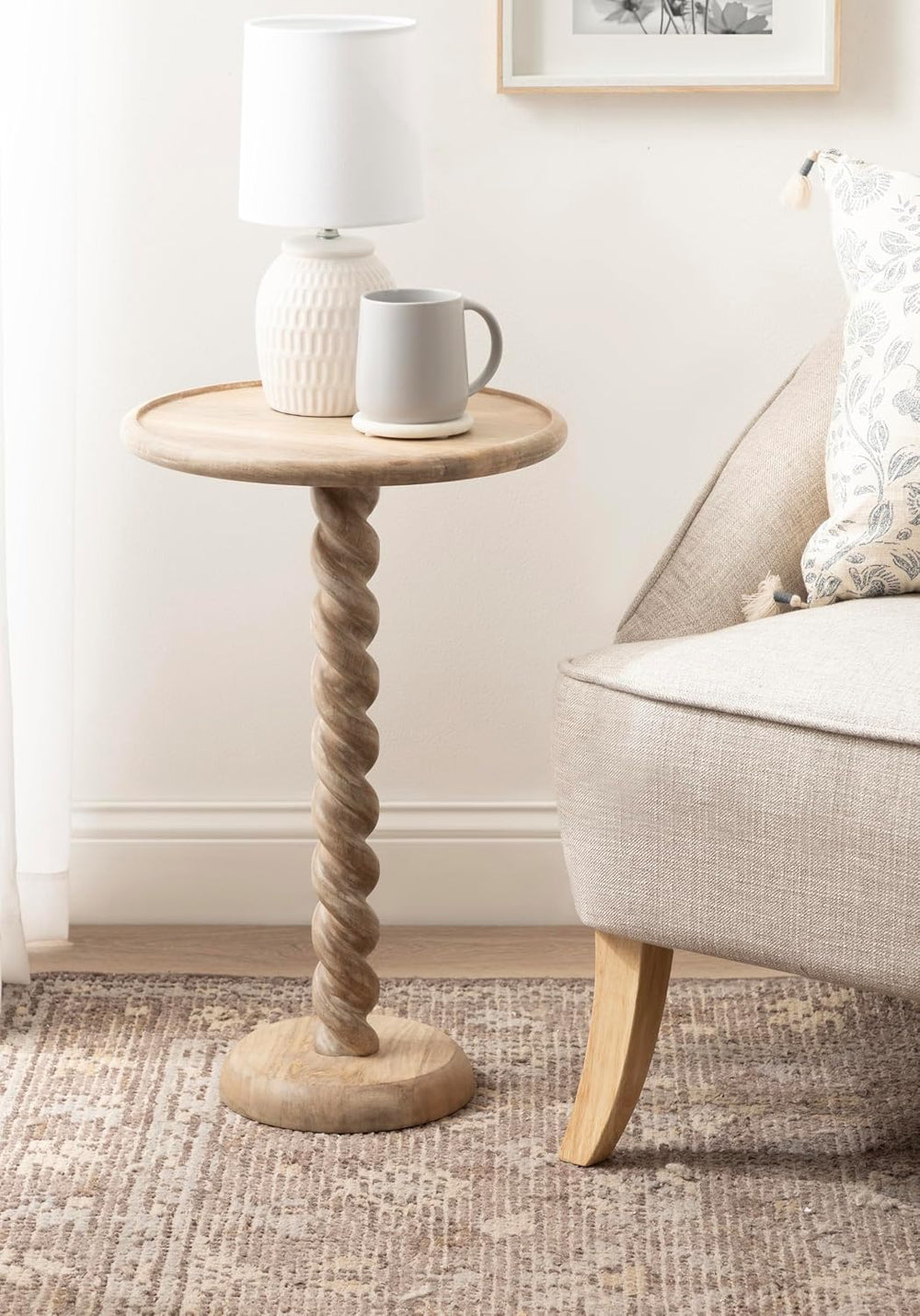 Kate and Laurel Willoughby Modern Wooden Spiraled Round Side Table, 15 x 15 x...