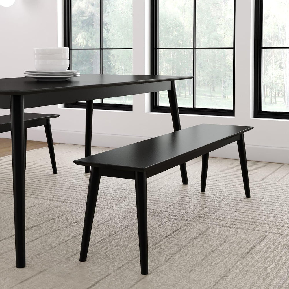 Plank+Beam Mid Century Modern Dining Bench, Black, 59 Inch, 2000314000-170