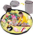 Toy Storage Organizer for Playroom, 13"W x16.5"H Foldable Bin with Play Mat & Zipper - Large Capacity Organizer for Scattered Building Blocks & Stuffed Animals