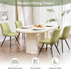 Dining Chairs Set of 6, Modern Dining Chairs with Thick Cushions, PU Leather Upholstered Kitchen Dining Room Chairs with Metal Legs for Dining Living Room (Green)